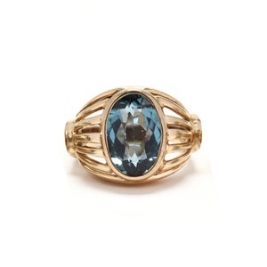 Estate Spinel Ring Vintage 14K Solid Yellow Gold Synthetic Blue Spinel Over 5 Carats Total Weight Size 5.75 Holiday Gift
