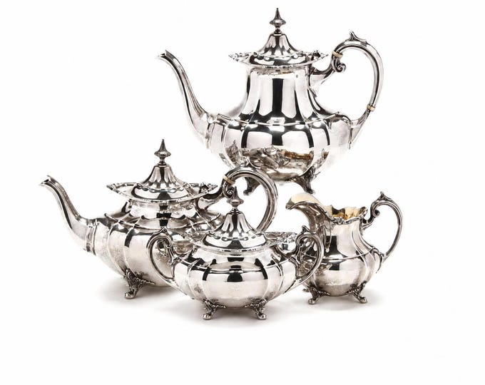 Vintage Reed and Barton Sterling Silver Coffee and Tea Service, Hampton Court