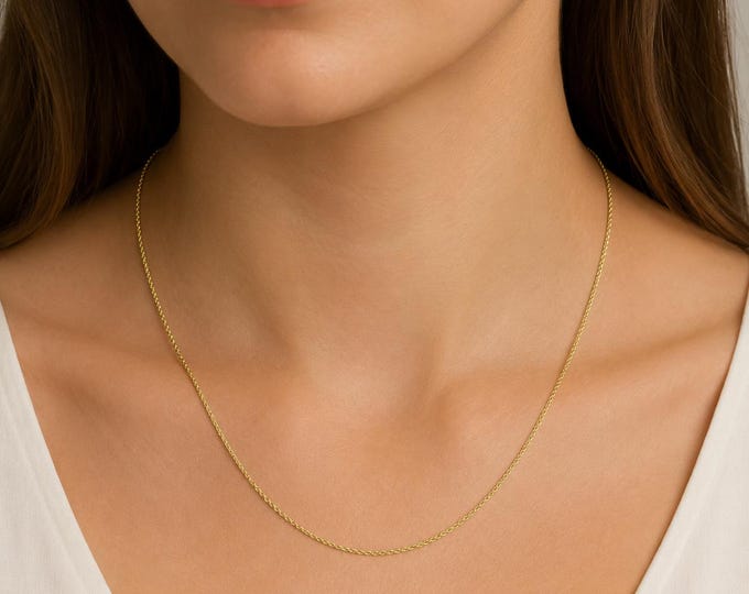 Estate 14K Solid Yellow Gold Twisted Rope Chain Necklace (20.25 Inches)