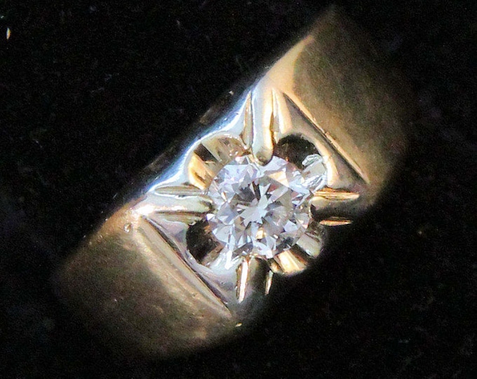 Estate 14K Yellow Gold .60 Carat Diamond Ring 6.69 Grams Size 11 Men Women Unisex Father's Day