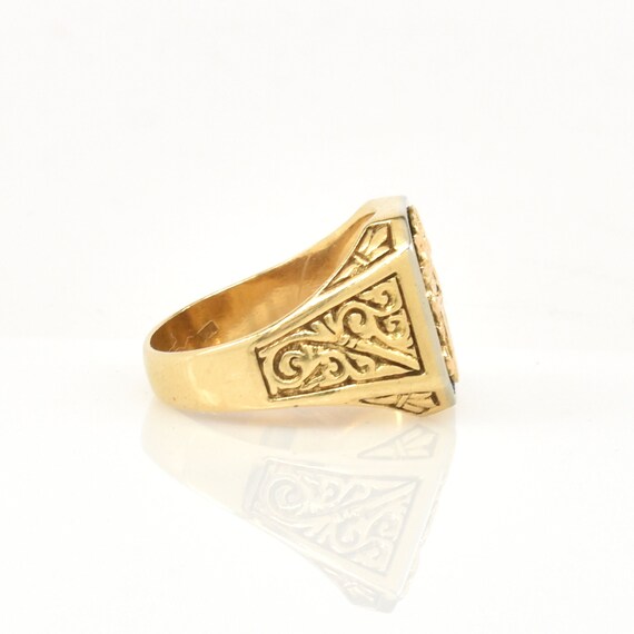 Estate Gold Ring Vintage 14K Solid Yellow Gold He… - image 4