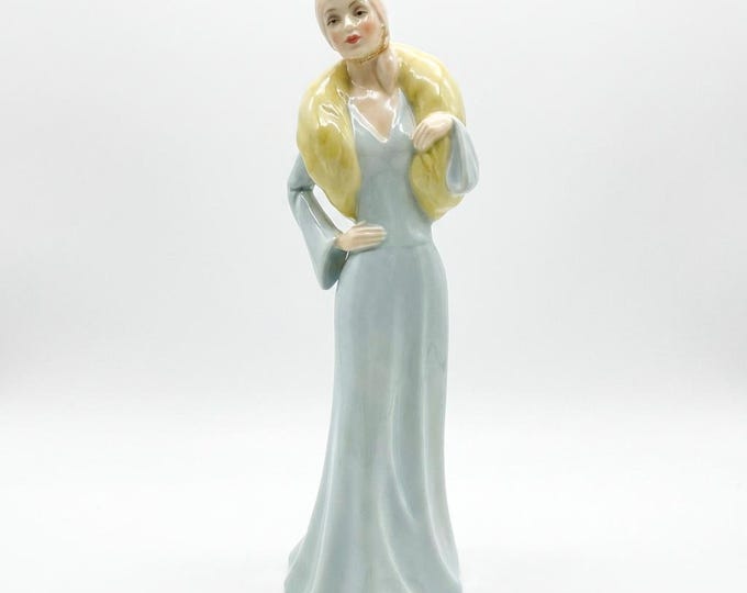 Royal Doulton Reflections Series Chic HN2997 Figurine 1986 Designed by Robert Tabbenor Pale Blue Dress 13" Tall Holiday Gift