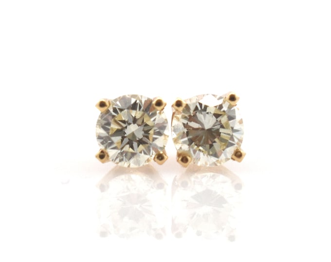 Estate Diamond Earrings Vintage 14K Solid Yellow Gold Natural Diamond Studs .7 Carats Total Weight Holiday Gift