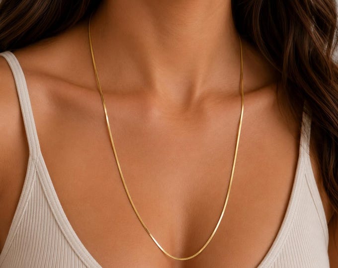 Vintage 18K Solid Gold Snake Chain Necklace, Made in Italy