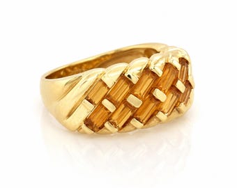 Vintage Estate 14K Gold Citrine Ring, November Birthstone, Size 5.75