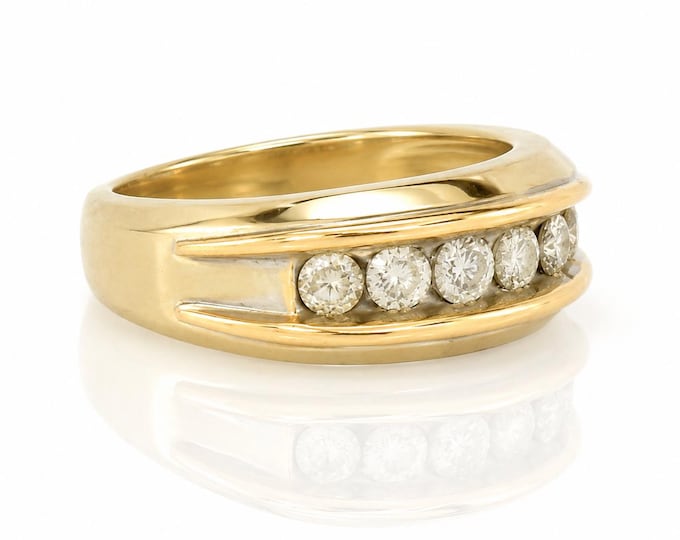 Vintage 14K Gold I. B. Goodman 1 Carat Diamond Men's Wedding Band Ring, Size 10.75