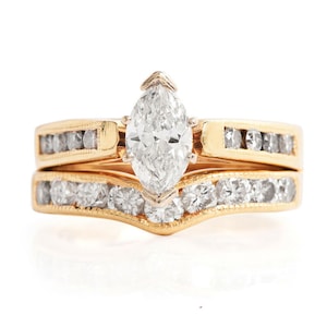 Estate Diamond Ring Vintage 14K Solid Yellow Gold Natural Diamonds Wedding Set 1.88 Carats Total Weight GIA Report Size 6.5 Holiday Gift