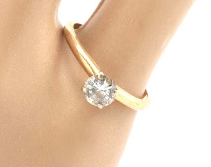 Estate Diamond Ring Vintage 14K Solid Yellow Gold Natural Diamond Solitaire Engagement Ring Over Half Carat Size 6.25 Holiday Gift