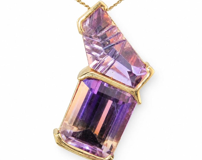 Estate 14K Gold Ametrine Amethyst Pendant, Baum Signed