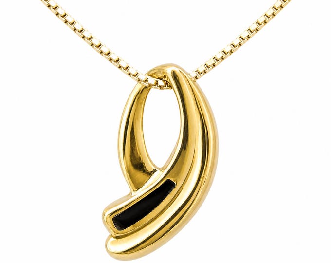 Estate 14K Solid Yellow Gold Natural Onyx Slide Pendant