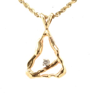 Estate Diamond Pendant Vintage 14K Solid Yellow Gold Natural Diamond 0.06 Carats April Birthstone Holiday Gift