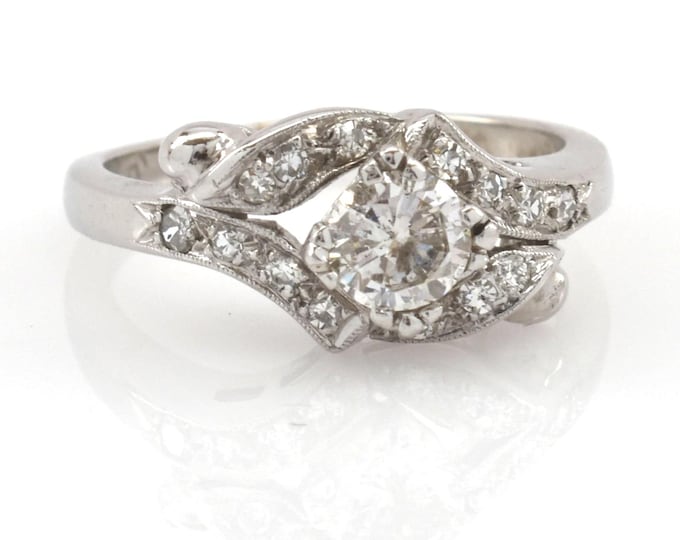 14K Solid White Gold Natural Diamonds Ring Nearly 1 Carat Total Weight VS Diamonds Nearly 4 Grams April Birthstone Size 6.75 Holiday Gift