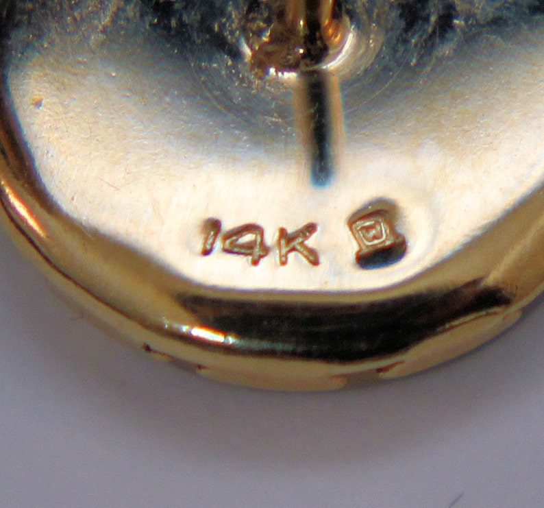 Vintage Solid 14K Yellow Gold Round Tiger/'s Eye Stud Earrings 2.9 Grams Wedding