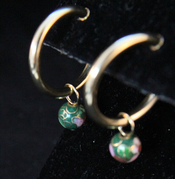 Estate 14K Yellow Gold Cloisonné Ear Charms For H… - image 2