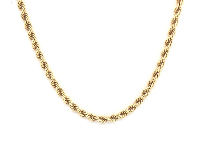 Estate Gold Necklace Vintage 14K Solid Yellow Gold Twisted Rope Chain 18.5 Inches Long Holiday Gift