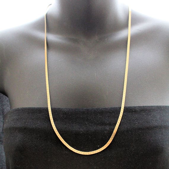 Estate 14K Solid Yellow Gold 26" Herringbone Chai… - image 1