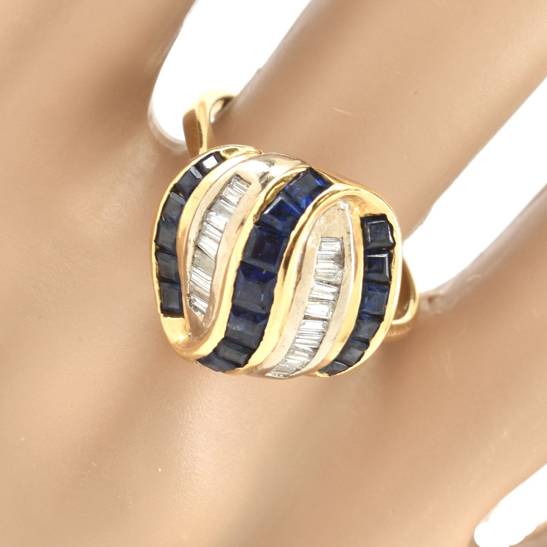 Estate Gemstone Ring Vintage 18K Solid Yellow and White Gold Natural