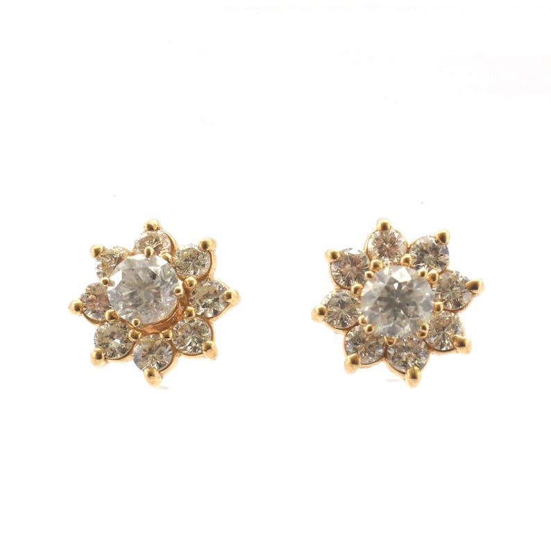 Estate Diamond Earring Jackets Vintage 14K Solid Yellow Gold Natural Diamonds Enhancers Nearly 2 Carats Total Weight Wedding