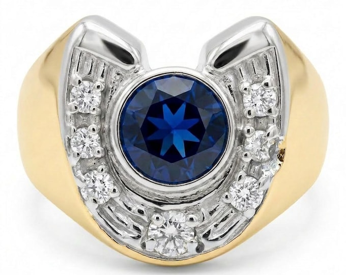 Estate 14K Gold Ring: 1.75 Carat Sapphire, Diamond Accent, Size 9