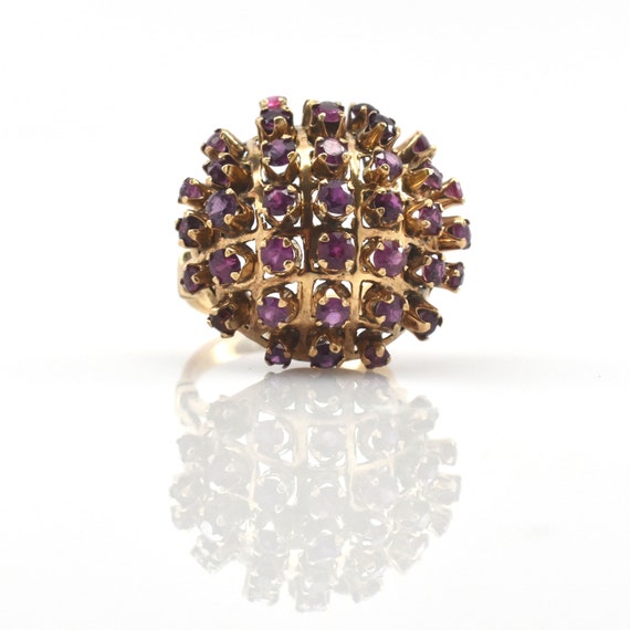 Estate Ruby Ring Vintage 14K Solid Yellow Gold Na… - image 4