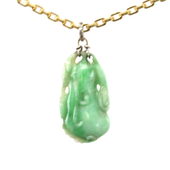 Estate Jade Necklace Vintage 1/20 12K Yellow Gold… - image 4