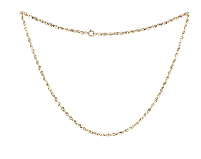 Estate Gold Necklace Vintage 14K Solid Yellow Gold Twisted Rope Chain 18 Inches Long Holiday Gift