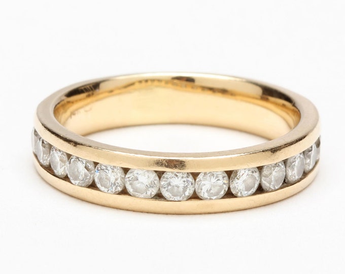 Estate Diamond Ring Vintage 14K Solid Yellow Gold Natural Diamonds Wedding Band Anniversary Ring .85 Carats Total Weight Size 7.75 Gift