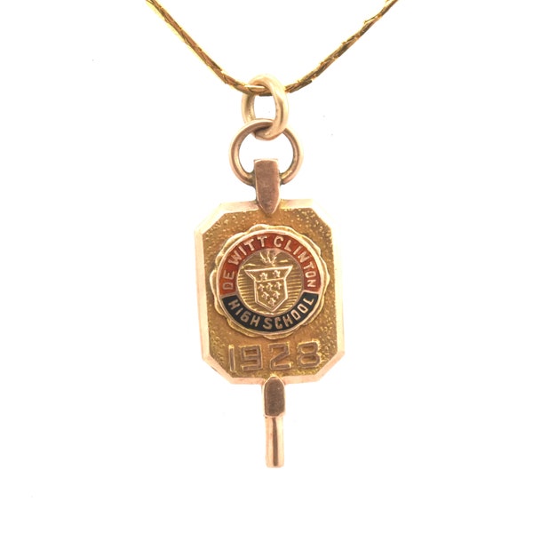 Estate Gold Charm Vintage 10K Solid Yellow Gold 1928 DeWitt Clinton High School Manhattan Monogrammed WKH New York Holiday Gift