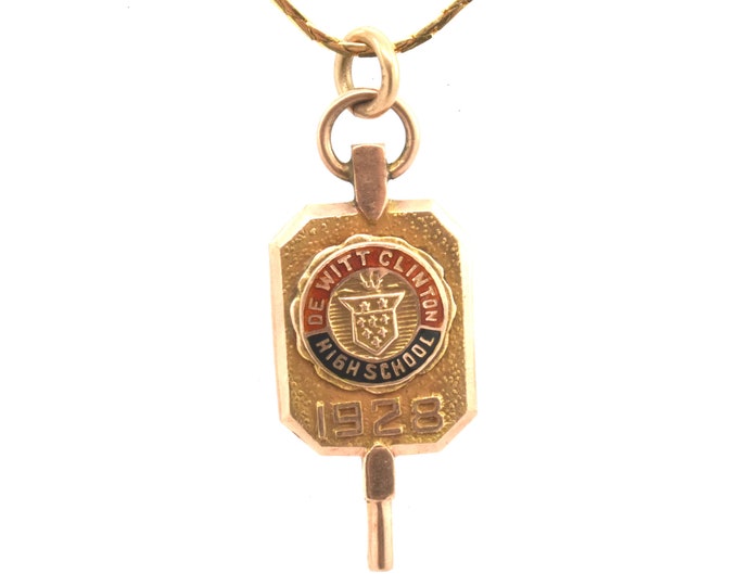 Estate Gold Charm Vintage 10K Solid Yellow Gold 1928 DeWitt Clinton High School Manhattan Monogrammed WKH New York Holiday Gift
