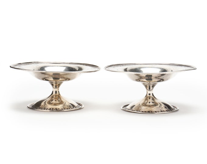 Estate Sterling Compotes Vintage 925 Solid Sterling Silver Pair Pierced Footed Bowls Pattern 5430/120 Holiday Gift