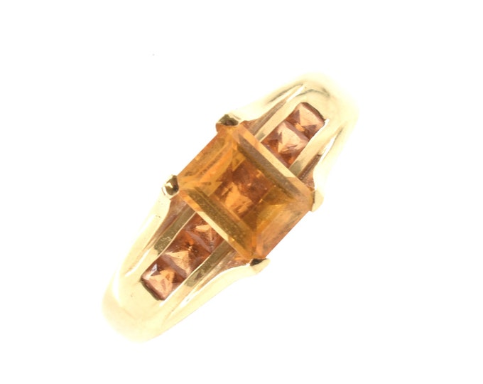 Estate Citrine Ring Vintage 14K Solid Yellow Gold Natural Orange Citrine 1.575 Carats Size 9.75 November Birthstone Holiday Gift