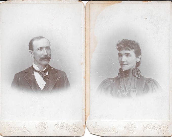 Antique Photo Portraits of a Man and Woman of Somerville New Jersey Photographed by Charles R Howard circa 1890s