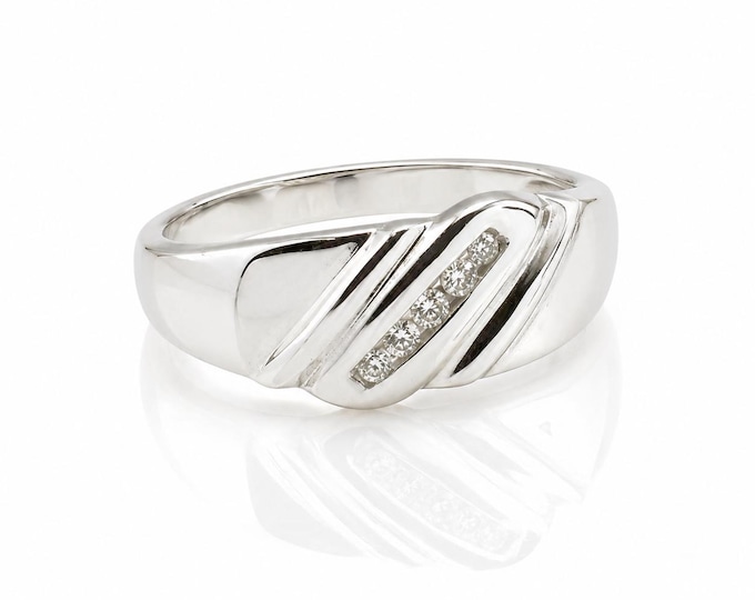 Vintage 10K White Gold Diamond Ring, Estate Jewelry Gift