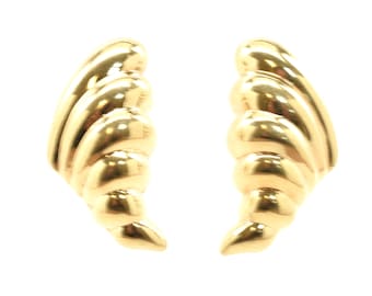 Vintage 14K Gold Nautical Spiral Shell Statement Earrings Modernist Design
