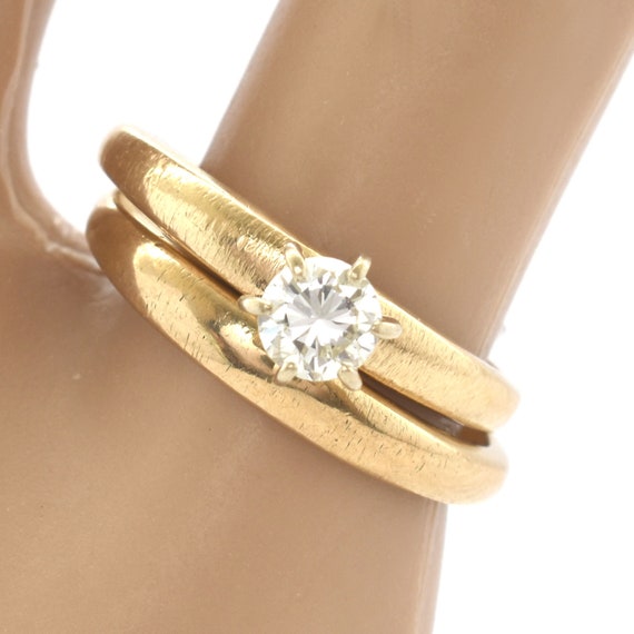 14K Solid Yellow Gold Natural Diamond Gift Ring S… - image 2