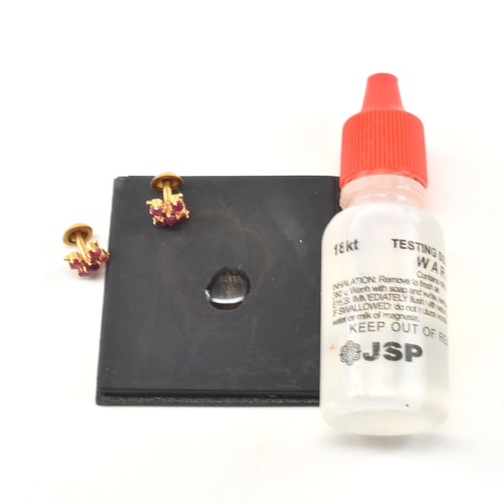 Estate Ruby Studs Vintage 18K Solid Yellow Gold N… - image 10