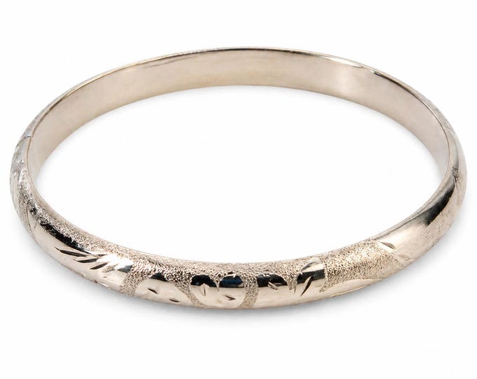 Estate Etched 10K Yellow Gold Bangle Bracelet