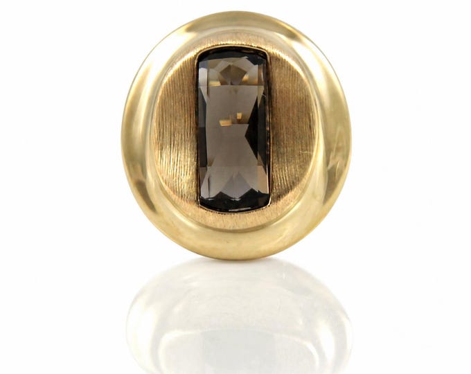 14K Gold Smoky Quartz Ring, Vintage Estate Jewelry, Size 9