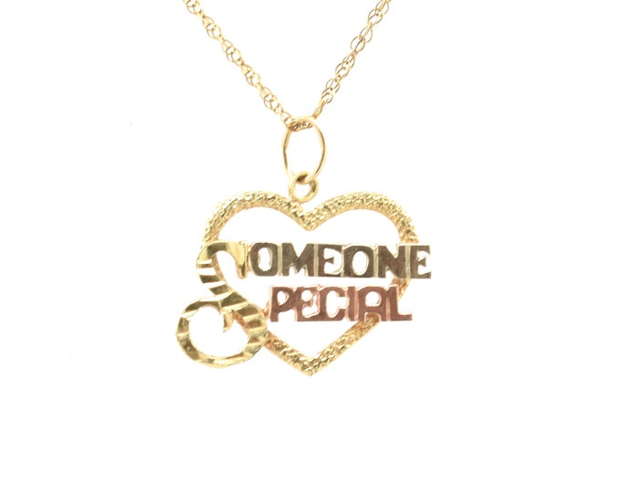 Estate Gold Charm Vintage 14K Solid Yellow & Rose Gold Heart Shaped Someone Special Pendant Holiday Gift