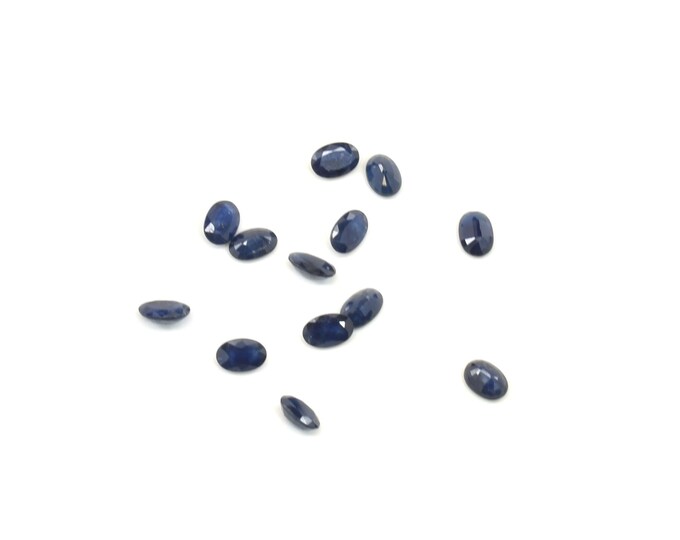 13 Natural Oval Cut Dark Blue Sapphires 7.33 Carats Total Weight Loose Gemstones September Birthstone Holiday Gift