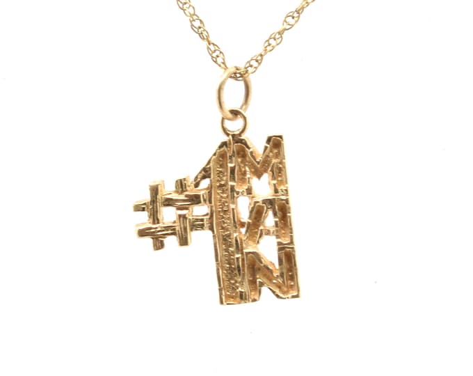 Estate Gold Charm Vintage 14K Solid Yellow Gold #1 Man Pendant Holiday Gift
