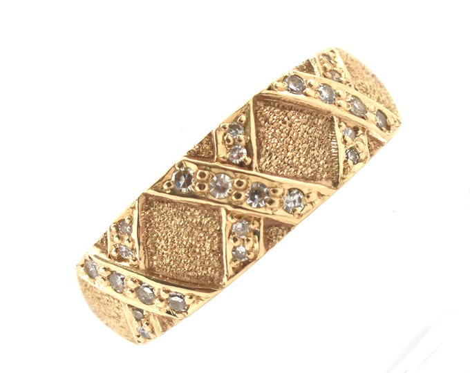 Estate Diamond Ring Vintage 14K Solid Yellow Gold Natural Diamonds Band .24 Carats Total Weight Size 10 Holiday Gift