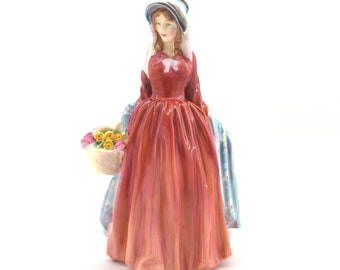 Royal Doulton Harradine Classics Rosemary HN2091 Figurine Designed by Leslie Harradine 1951 Red Dress 7" Tall Rare Holiday Gift