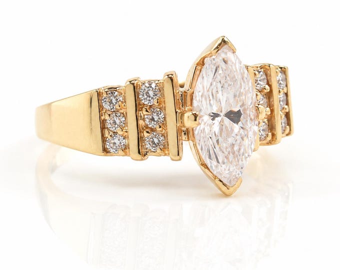 Vintage 14K Yellow Gold Marquise CZ Ring, Size 7.75