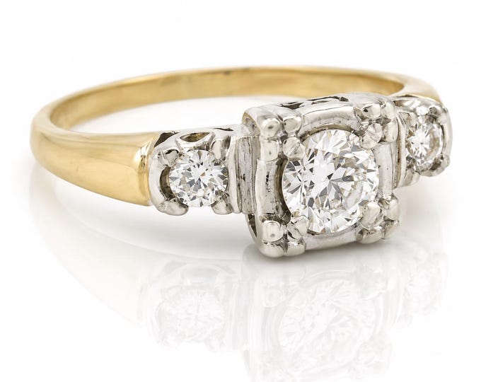 Vintage 14K Gold Diamond Ring, .56 CTW, Size 6.5
