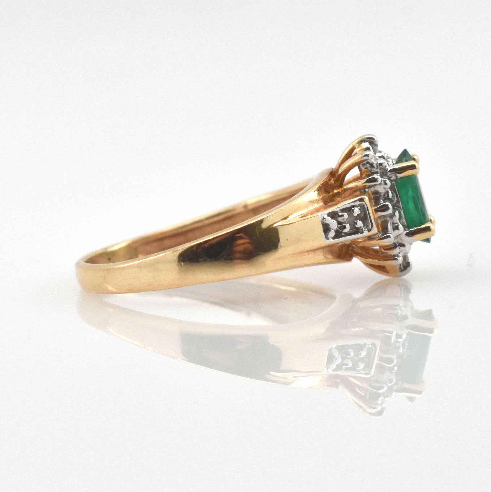 Estate Gemstone Ring 14K Solid Yellow Gold Natural Diamonds Etsy