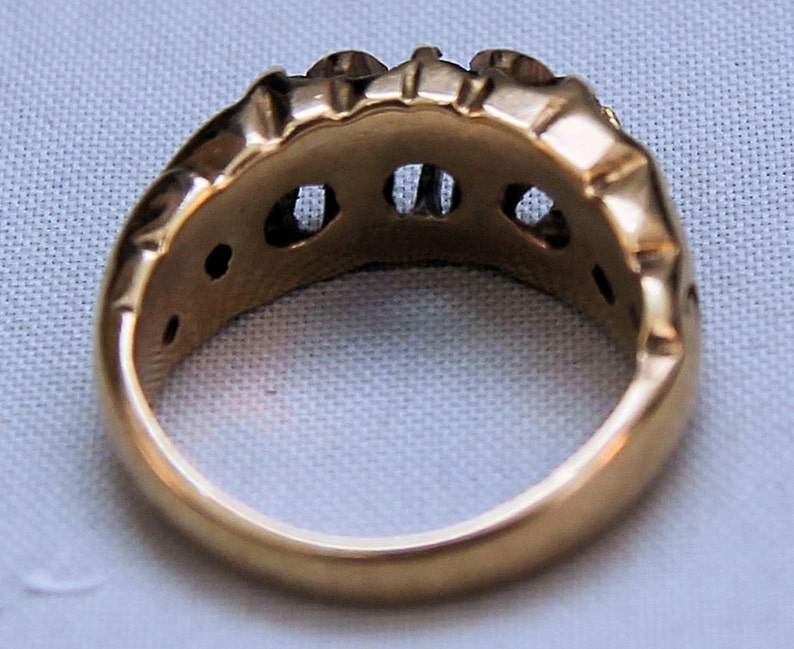 Estate 14K Yellow Gold Yellow and White Diamond Dome Ring 4 Grams .25 Carat Total Weight Size 1.75 Wedding