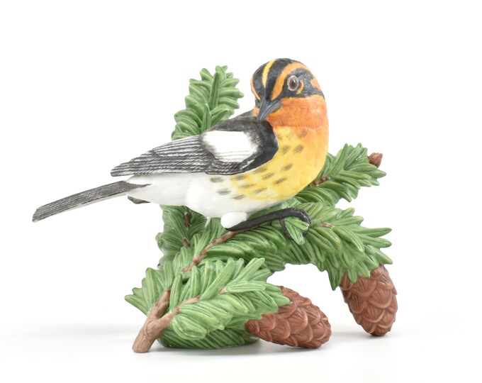 Estate Blackburnian Warbler Figurine Vintage Lenox Hand Painted Bird Garden Birds 1989 with Box and COA Holiday Gift