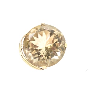 Estate Quartz Ring Vintage 14K Solid Yellow Gold Natural Smoky Quartz 36 Carats Size 6.5 Holiday Gift