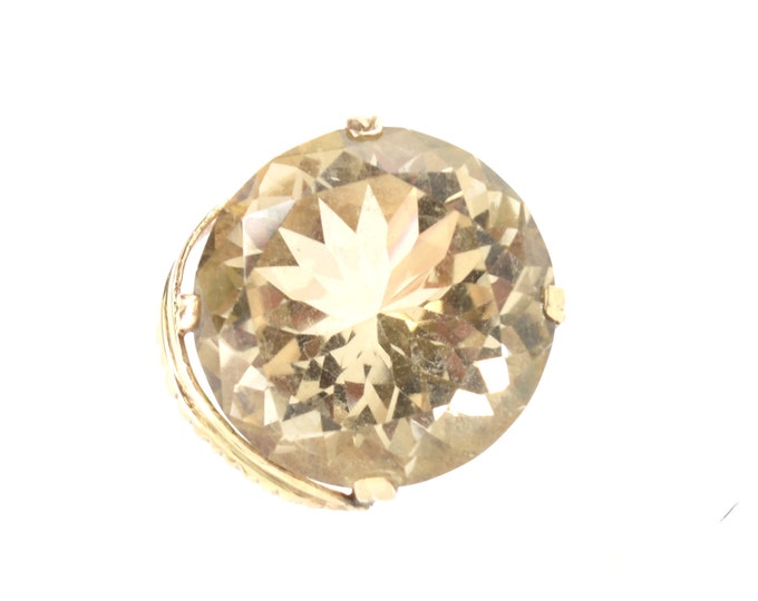 Estate Quartz Ring Vintage 14K Solid Yellow Gold Natural Smoky Quartz 36 Carats Size 6.5 Holiday Gift